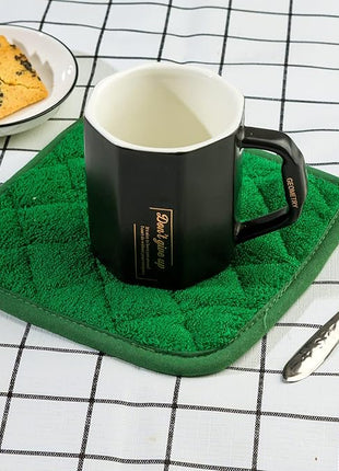 100% Cotton Kitchen Everyday Basic Terry Pot Holder Heat Resistant Coaster Potholder for Cooking and Baking Set of 5 Dark Green