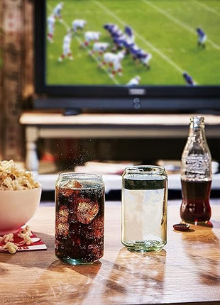 Le'raze Set of 6 Can Shaped Margarita Drinking Glasses Goblet - 16oz Clear Cups for Cocktails, Iced Coffee, Tea, Soda, Whiskey and Beer