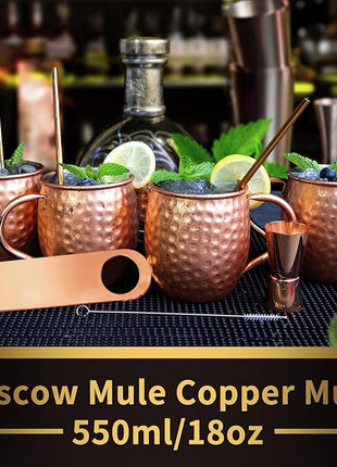 LINALL Moscow Mule Copper Mugs- Set of 12 Copper Plated Stainless Steel Mug 18oz, for Chilled Drinks (12 pcs)