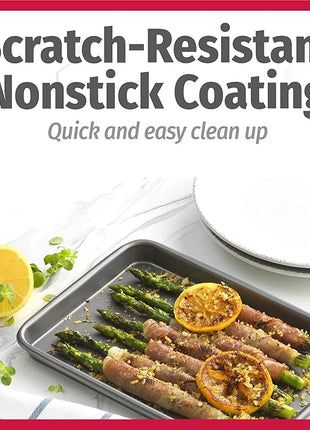 GoodCook Set of 2 Nonstick Steel 9" x 6.2" Toaster Oven Mini Baking Sheets with Racks, Gray