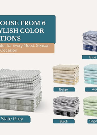 Casa Platino Hand Towels for Kitchen Set of 6 – 100% Cotton 18"x28" Kitchen Towels, Super Absorbent – Crafted for Farmhouse Charm, Drying Dishes, Or Entertaining Guests – Slate Grey