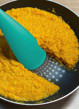 Silicone Spatula Spoon, Great for Both Cooking and Serving Durable BPA-Free Matte Black Silicone, Seamless Design, Safe for Nonstick Cooking Surfaces, 2-Pcs, Teal