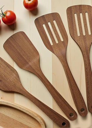 4 Pack Wooden Spatula for Cooking, Non-stick Turner Acacia Wood Spatula for Kitchen Use, Handmade Non-Toxic Cooking Spatula Set for Kitchen Gifts, Ideal Cookware Utensils for Cooking Eggs, Fish