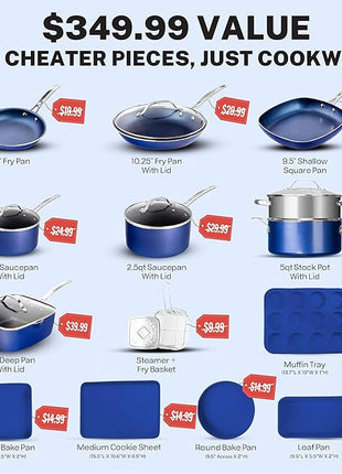 GRANITESTONE 20 Pc Kitchen Pots and Pans Set Non Stick Cookware Set, Kitchen Cookware Sets with Deep Frying Pan Set and Bakeware Set, Made Without PFOA and PFOS, Oven and Dishwasher Safe