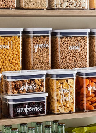 Talented Kitchen Script Pantry Labels - Water-Resistant Reusable Stickers for Pantry Organization - Clear Flour Sugar Stickers - Peel & Stick Spice Jar Labels - 1"-1.5", Laminated Vinyl, 157 Count