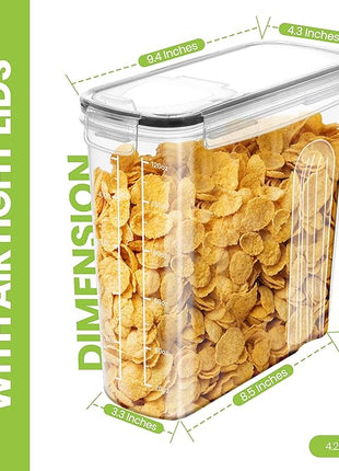 Utopia Kitchen Cereal Containers Storage Set – 4 Pack 4L(135.2 oz) Airtight Food Storage Containers with Lids, BPA-Free Cereal Dispensers for Pantry Organization and Storage (Clear)