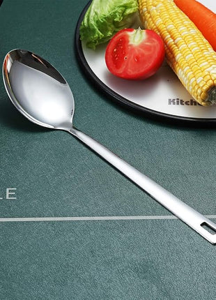 Cooking Spoon, Berglander Stainless Steel Solid Serving, Basting Spoon For Cooking, Kitchen Non-Stick And Heat Resistant, Dishwasher Safe, Easy to Clean