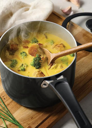 Tramontina Ceramic Non Stick 6-Piece Nesting Sauce Pan Set with Lids - Stackable Nonstick Cookware Set, Dishwasher and Oven Safe, Dark Gray