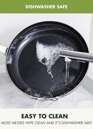 GreenPan Chatham Prime Midnight 8" and 10" Frying Pan Set, Hard Anodized Ceramic Nonstick, PFAS-Free, Dishwasher Safe, Oven Safe, Healthy Cooking Skillet for Eggs and Omelets, Black