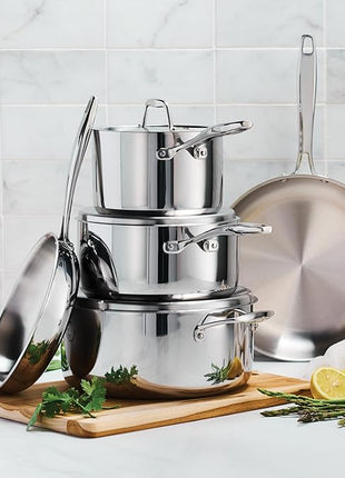 Tramontina Signature Tri-Ply Clad Stainless Steel 8-Piece Cookware Set with Lids, Pots and Pans Kitchen Set, Induction-Ready, Dishwasher-Safe, NSF-Certified, Made in Brazil