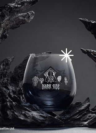 JoyJolt Star Wars Dark Side Stemless Drinking Glasses Set of 4, 15 oz Tumblers, Kitchen Glasses ft. General Grievous, Kylo Ren, Darth Vader, Emperor Palpatine, Darth Maul
