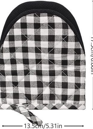 1 Pair Short Oven Mitts, Heat Resistant Silicone Kitchen Mini Oven Mitts for 500 Degrees, Non-Slip Grip Surfaces and Hanging Loop Gloves, Baking Grilling Barbecue Microwave Machine Washable