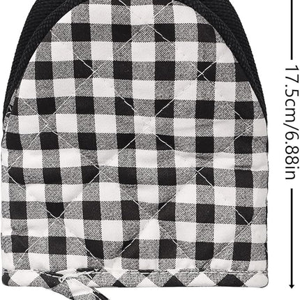 1 Pair Short Oven Mitts, Heat Resistant Silicone Kitchen Mini Oven Mitts for 500 Degrees, Non-Slip Grip Surfaces and Hanging Loop Gloves, Baking Grilling Barbecue Microwave Machine Washable