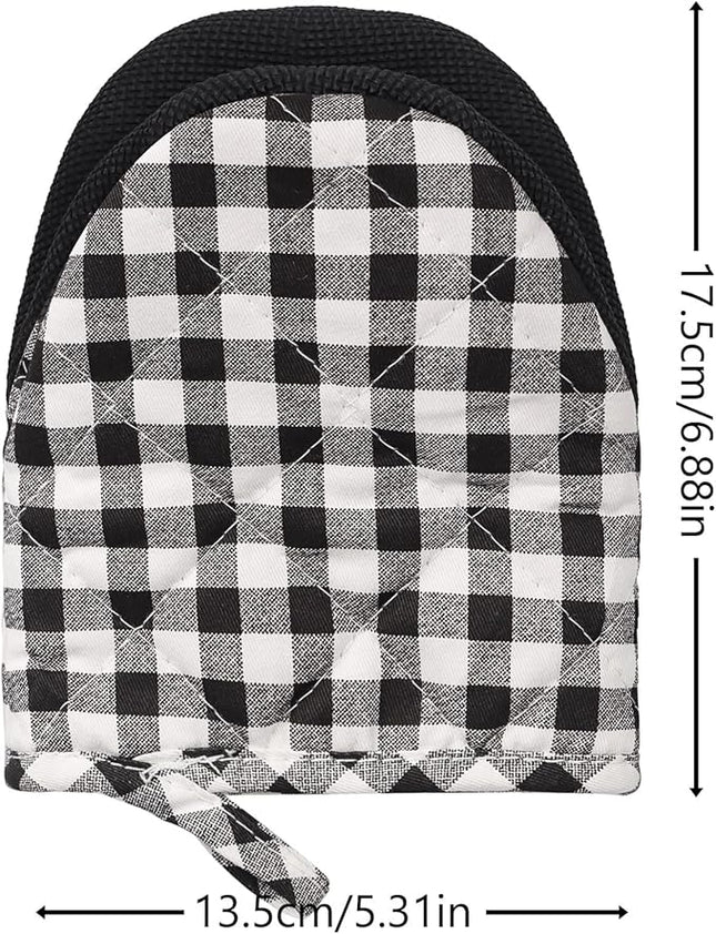 1 Pair Short Oven Mitts, Heat Resistant Silicone Kitchen Mini Oven Mitts for 500 Degrees, Non-Slip Grip Surfaces and Hanging Loop Gloves, Baking Grilling Barbecue Microwave Machine Washable