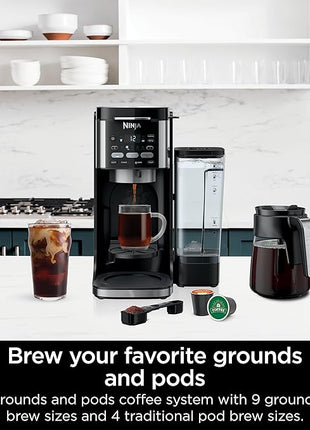 Ninja | Drip Coffee Maker | DualBrew Pro Hot & Iced Coffee Machine | Use with K-Cup Coffee Pods | 3 Brew Styles (Classic, Rich, & Iced) | 60oz Removable Reservoir & Dishwasher Safe | Black | CFP101