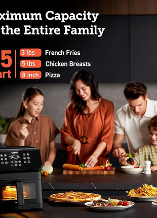 COSORI Clear Window Air Fryer, 6.5 Quart Large Compact Airfryer, 12 One-Touch Savable Custom Functions, Cookbooks and Online Recipes, Nonstick and Dishwasher-Safe