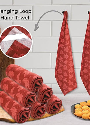 Urban Villa Kitchen Towels Harvest Leaf Print Towels Set of 6 20" X30” 100% Cotton Highly Absorbent Quick Drying Dish Cloths & Dish Towels Thanksgiving Fall Tea Towels with Hanging Loop Towels