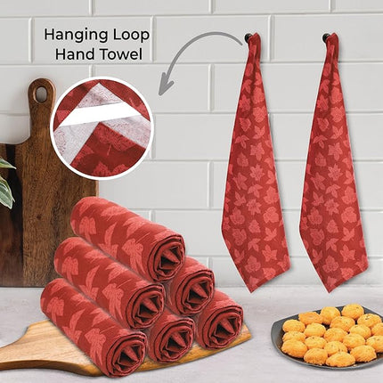 Urban Villa Kitchen Towels Harvest Leaf Print Towels Set of 6 20" X30” 100% Cotton Highly Absorbent Quick Drying Dish Cloths & Dish Towels Thanksgiving Fall Tea Towels with Hanging Loop Towels