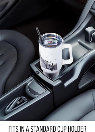 Silver Buffalo Disney Nightmare Before Christmas by Tim Burton Jack Skellington Hill and Moon Stainless Steel Tumbler with Handle and Straw, Fits in Standard Cup Holder, 40 Ounces (Pack of 12)