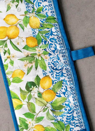 Maison d' Hermine Double Oven Mitts 100% Cotton 7"x35" Double Oven Mitt Heat Resistant BBQ Cooking Gloves with Loop, Baking, Grilling, Home, Kitchen, Handling Hot Pans Spring Summer (Cedrat)