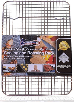 KITCHENATICS Small Quarter Sheet Cooling Rack for Cooking & Baking, Oven Safe Stainless Steel Rack, Baking Rack for Oven Cooking, Heavy Duty Cookie Cooling Rack fits Quarter Sheet Pan, 8.5" x12" IN