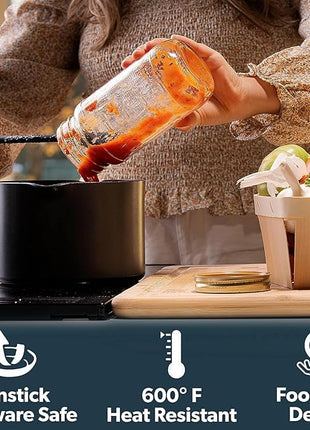 DI ORO Silicone Jar Spatulas for Scraping - Rubber Spatulas Silicone Heat Resistant - Kitchen Spatulas Nonstick Cookware Safe - Silicone Utensil Set for Blenders, Mixing, Baking, & Makeup (5pc, Clay)