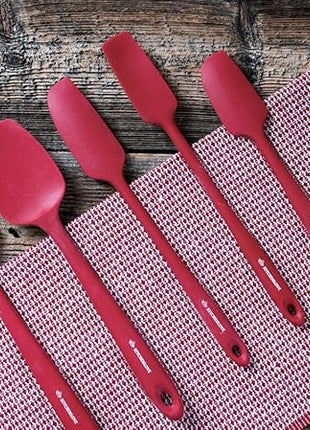 KITCHENLOVE Premium 600°F Heat Resistant 5 Piece Silicone Spatula Set for Baking, Cooking, Mixing - Non-Stick with High Grade S-Iron Steel Core - One Piece Seamless Design - BPA Free (Red)