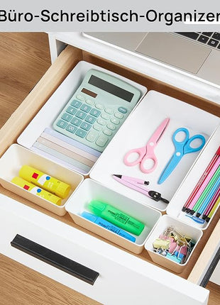 Vtopmart 25 PCS Plastic Drawer Organizers Set, 4-Size Versatile Bathroom and Vanity Drawer Organizer Trays, Storage Bins for Makeup, Bedroom, Kitchen Gadgets Utensils and Office