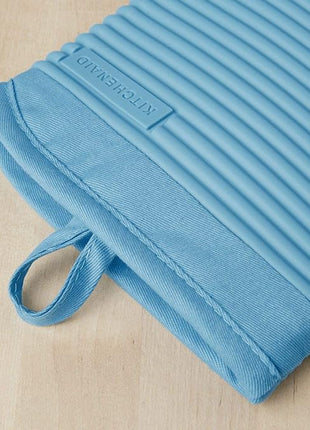 KITCHENAID Ribbed Soft Silicone Oven Mitt 2-Pack Set, 7.5"x13", Blue Velvet