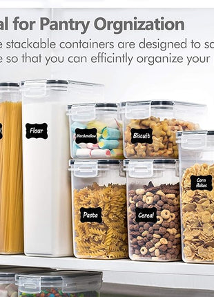 CHEFSTORY Airtight Food Storage Containers with Lids, 8 PCS Plastic Storage Canisters for Kitchen & Pantry Organization,Dry Food Canisters for Flour, Sugar and Cereal