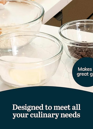 Libbey Baker's Basics 3 Piece Glass Mixing Bowl Set, Multi Size