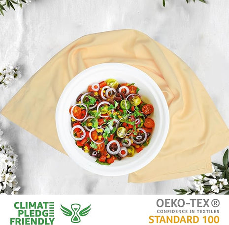 Urban Villa Kitchen Towels Solid Light Yellow Towels Set of 6 20" X30” 100% Cotton Highly Absorbent Quick Drying Dish Cloths & Dish Towels Thanksgiving Fall Tea Towels with Hanging Loop Towels