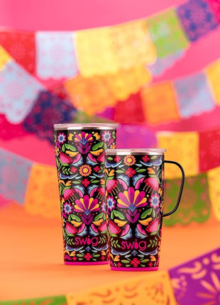 Swig Life Stainless Steel 22oz Travel Mug, Insulated Tumbler with Handle and Lid, Cup Holder Friendly, Dishwasher Safe, Caliente