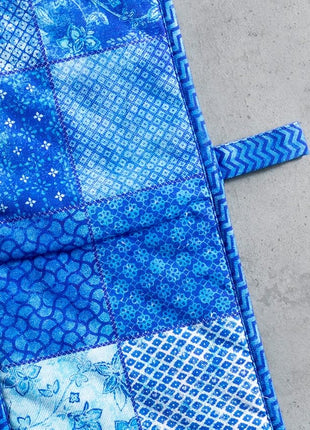 Maison d' Hermine Double Oven Mitts 100% Cotton 7"x35" Double Oven Mitt Heat Resistant BBQ Cooking Gloves with Loop, Baking, Grilling, Home, Kitchen, Handling Hot Pans Spring Summer (Indigo Love)