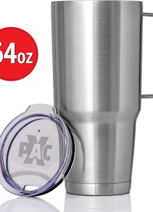 Maxam XPAC 64 Ounce Double Vacuum Wall Stainless Steel Vacuum Insulated Tumbler with Lid and Handle, Fits in a 4 Inch Wide Car Beverage Holder