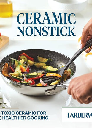 Farberware Millennium Stainless Steel Nonstick Cookware Set, 10-Piece Pot and Pan Set, Stainless Steel