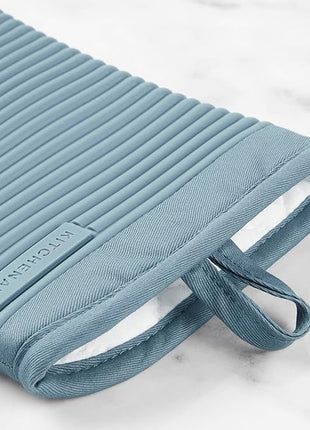 KITCHENAID Ribbed Soft Silicone Oven Mitt 2-Pack Set, 7.5"x13", Fog Blue