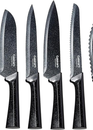 CUISINART Cutlery Knife Set, 12pc Metallic Cutlery Knife Set with Blade Guard , Lightweight, Stainless Steel, Durable & Dishwasher Safe, C55-12PMB,Black