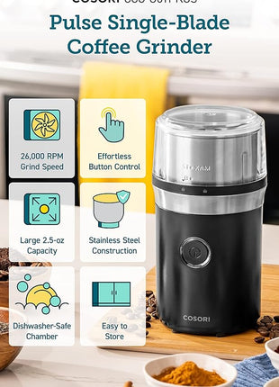 COSORI Coffee Espresso Grinder Electric, Food Grade Stainless Steel Blades, 12 Cups, Black
