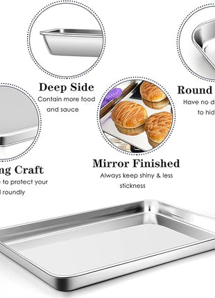P&P CHEF 16 Inch Baking Cookie Sheet, Oven Pan Tray Stainless Steel Sheet Pan for Kitchen, Oven Bakeware for Multi Uses, Shiny Look & Dishwasher Safe, Healthy & Heavy Duty, 3Pcs
