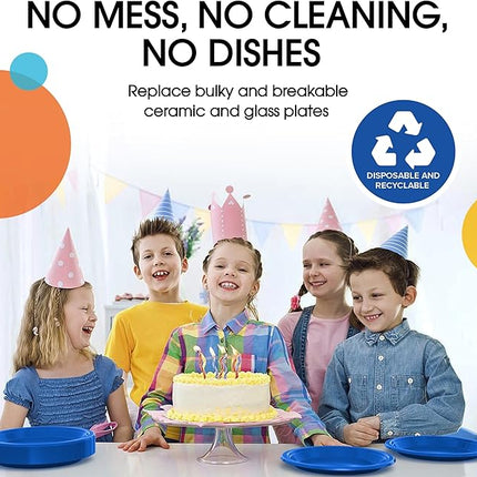 Exquisite Party Solids Dark Blue Plastic Plates For Party Supplies 10" Dark Blue Disposable Plates Heavy Duty 50 Pcs Plastic Dinnerware Sets Heavy Duty 350 GSM Disposable Dinnerware Set