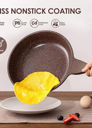 SENSARTE Nonstick Frying Pan Skillet, Non Stick Omelette Pan, Healthy Stone Cookware Chef's Pan PFOA Free, Toffee Brown (9.5 Inch)