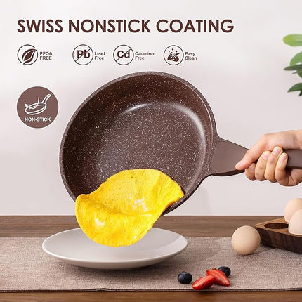 SENSARTE Nonstick Frying Pan Skillet, Granite Coating Omelette Pan, Healthy Stone Cookware Chef's Pan PFOA Free, Toffee Brown (11 Inch)