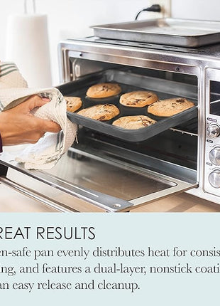 Chicago Metallic Commercial II Non-Stick Small Cookie/Baking Sheet. Perfect for making jelly rolls, cookies, pastries, one-pan meals, and more,12.25 by 8.75, Gray