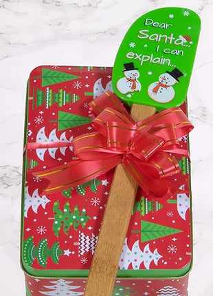 3 Piece Christmas Silicone Spatula Set with lovely bow and gift card. Easy clean, durable, high temperature and stain resistant with bamboo handles.
