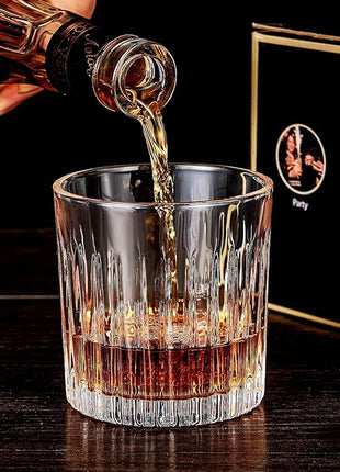 GLASKEY Whiskey Glasses Set of 4,Lead-Free Crystal Old Fashioned Glass,300ml Rocks Glass Tumblers for Drinking Bourbon,Cognac,Irish Whisky,Whiskey Gifts for Men