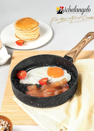 MICHELANGELO Small Frying Pan Nonstick - 6 Inch Single Egg Frying Pan, Mini Skillet with Stay-Cool Handle, Non-Toxic Omelette Pan, Black