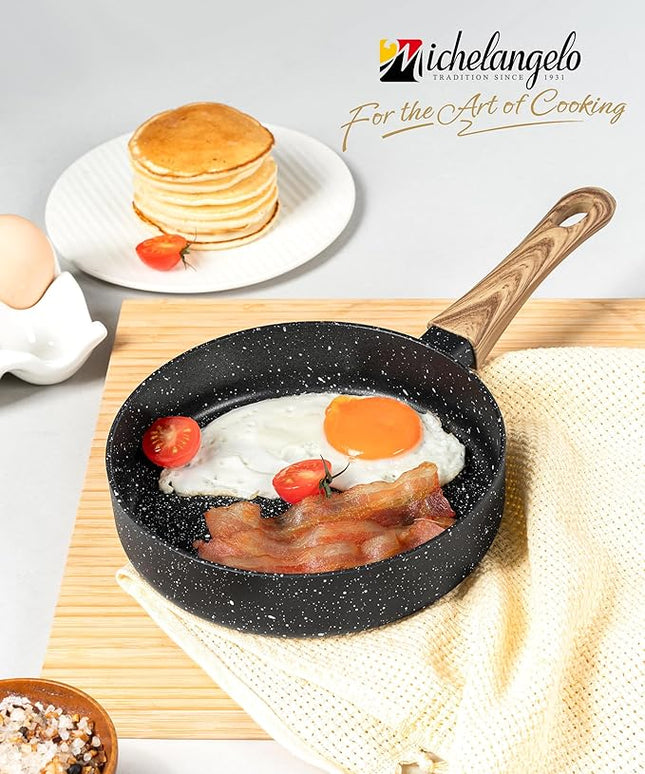 MICHELANGELO Small Frying Pan Nonstick - 6 Inch Single Egg Frying Pan, Mini Skillet with Stay-Cool Handle, Non-Toxic Omelette Pan, Black