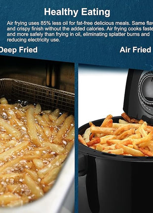 Elite Gourmet EAF-0201 Personal Compact Space Saving Electric Hot Air Fryer Oil-Less Healthy Cooker, Timer & Temperature Controls, 1000W, 2.1 Quart, Black