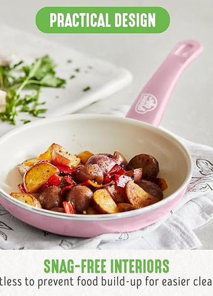 GreenLife Non Stick Fry Pan Set (7" & 10"), Non-Toxic PFAS-Free Ceramic Skillets, Dishwasher & Oven Safe, Egg Omelet Frying Pans, Stay- Cool Handles, Kitchen Home Cooking Essentials, Pink